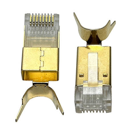 CAT8 2-Piece Gold-Plated Shielded Connector with Dovetail Clip (25G/40G)