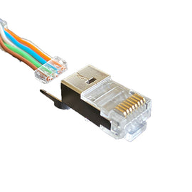 RJ45 CAT8 Shielded Two-Piece 3-Prong Gold-Plated Full-Housing Connector (25G/40G)