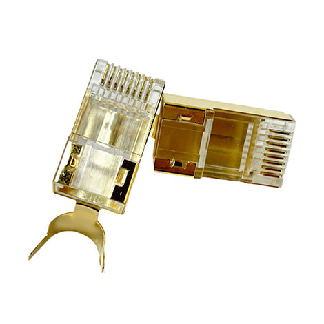 RJ45 Connector CAT7 Shielded Two-Piece (Gold-Plated with Strain Relief)