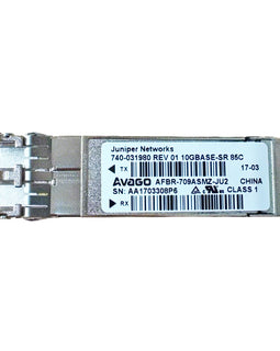 Juniper 740-031980 (Avago AFBR-709ASMZ-JU2) 10Gbps SFP+ short-reach optical transceiver