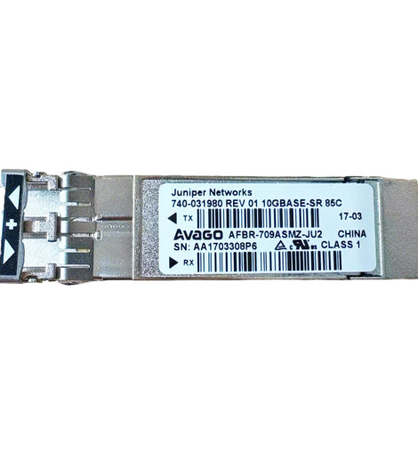 Juniper 740-031980 (Avago AFBR-709ASMZ-JU2) 10Gbps SFP+ short-reach optical transceiver